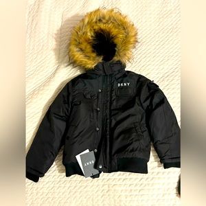 Boys Black Bomber Jacket with removable hood
